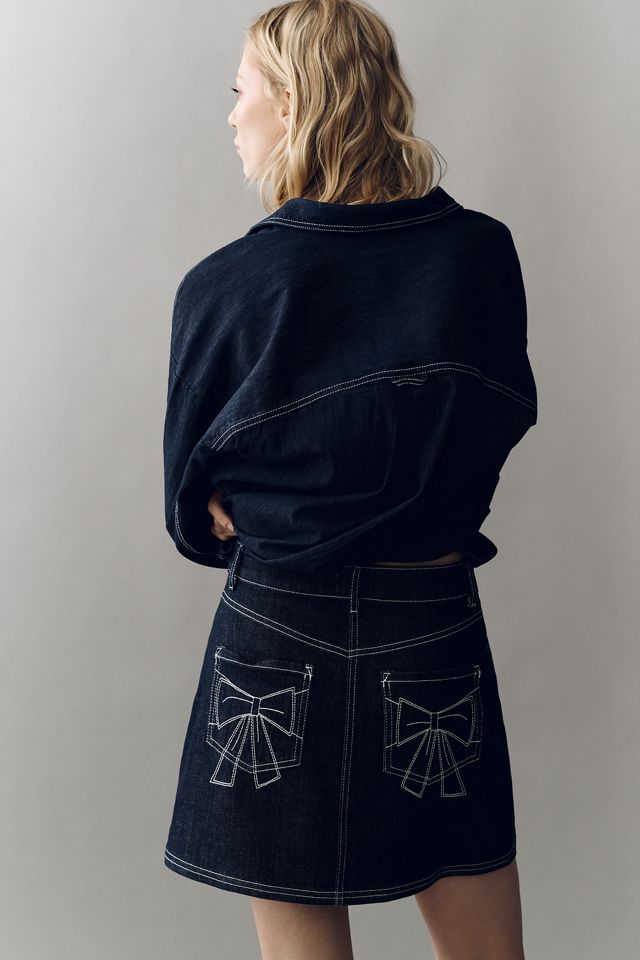 Pilcro Denim Bow Mini Skirt #1