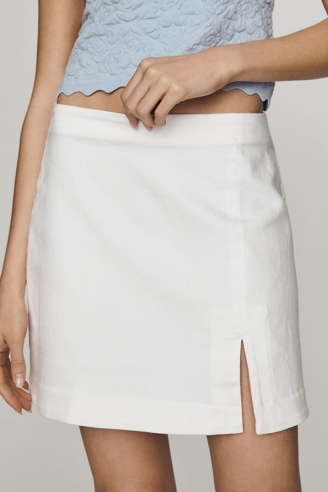 Maeve Side Slit Denim Mini Skirt #2