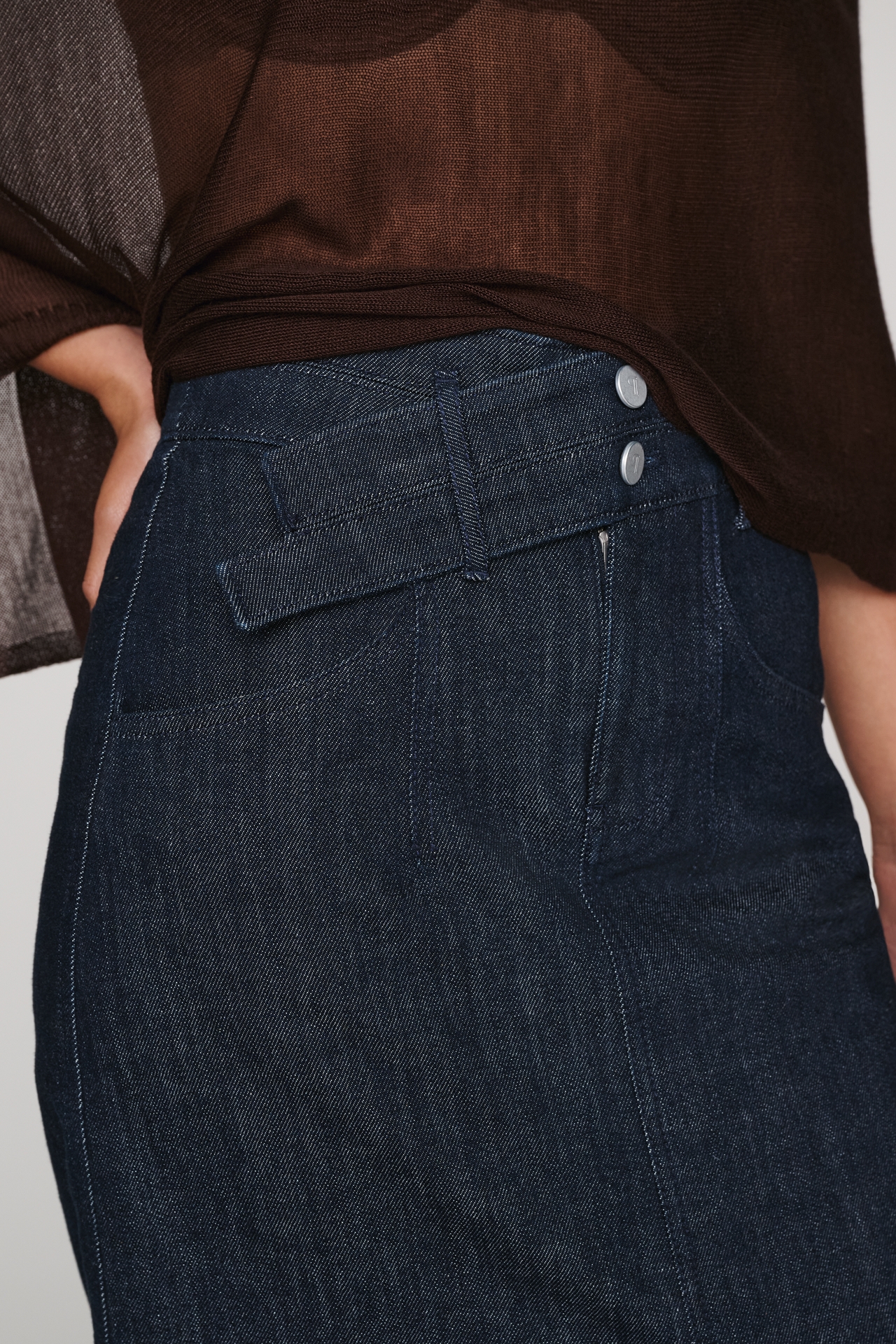 Pilcro Double Waist Denim Midi Skirt