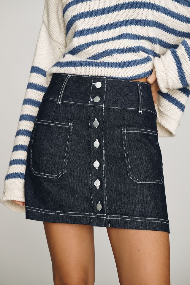 Pilcro Button-Front Denim Mini Skirt #1