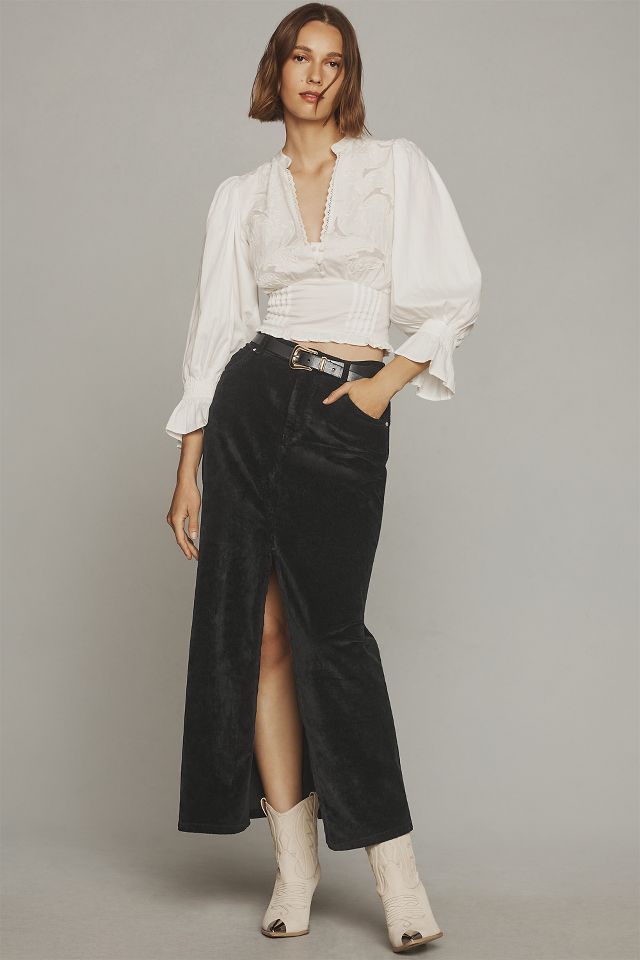 Danette tiered corduroy maxi skirt anthropologie sale