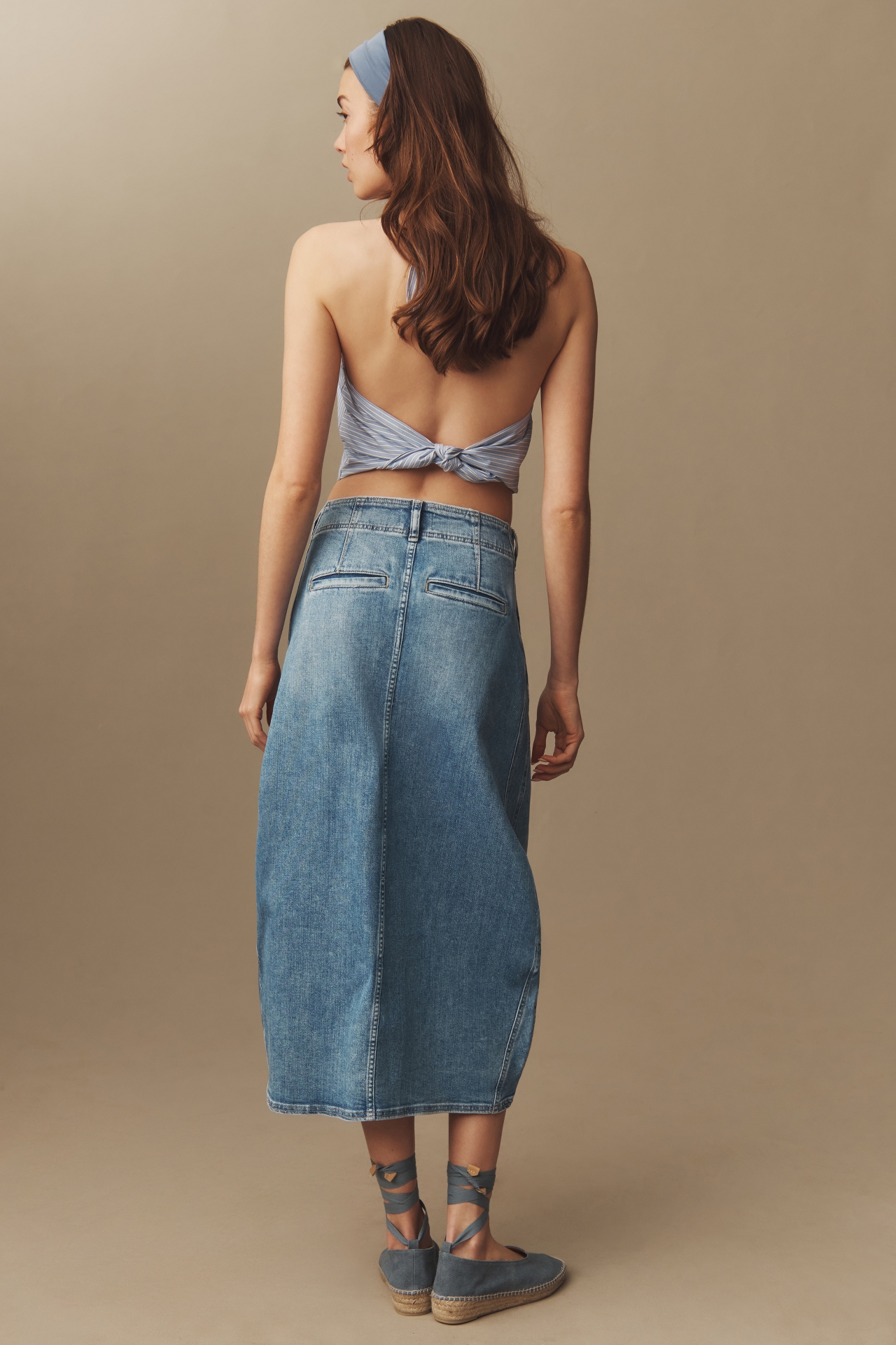 Pilcro Barrel Denim Midi Skirt