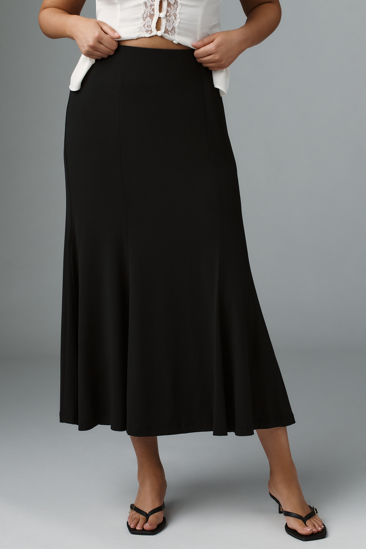 Eloquii Plus Trumpet Jersey Midi Skirt