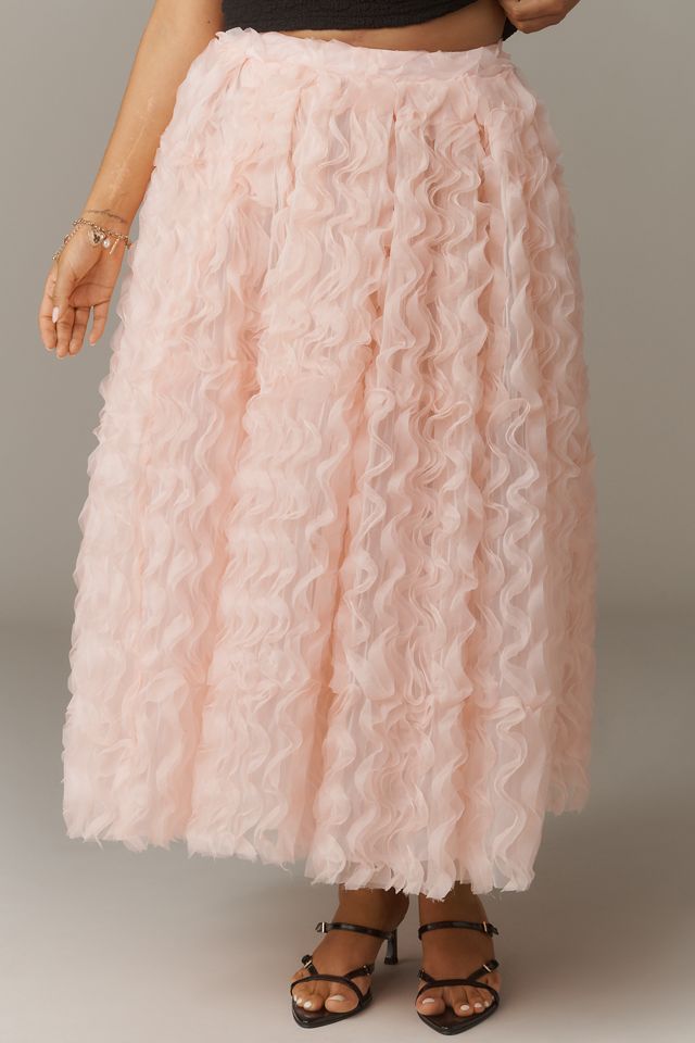 Eloquii Plus Textured Ruffled Tulle Midi Skirt #1