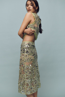 Shop Baum Und Pferdgarten Shania Sequin Sheer Midi Skirt