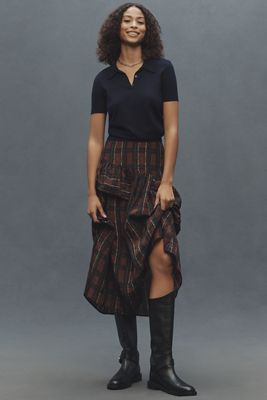 Baum und Pferdgarten Saar Leopard Denim Midi Skirt | Anthropologie