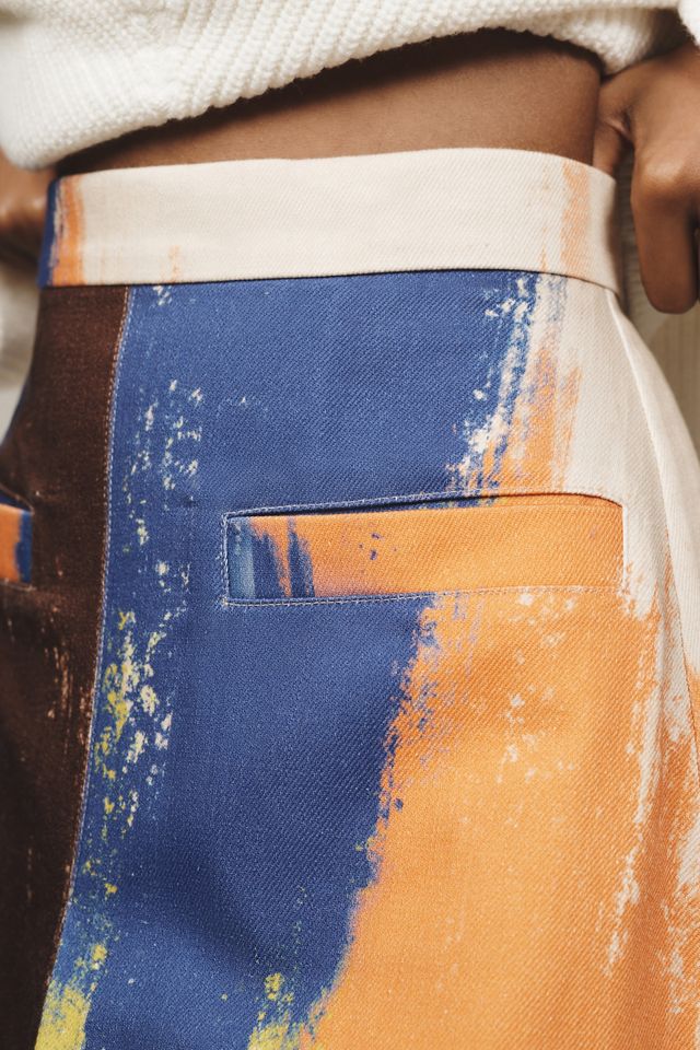 Mehtap Elaidi Brushstroke Printed Denim Midi Skirt #2
