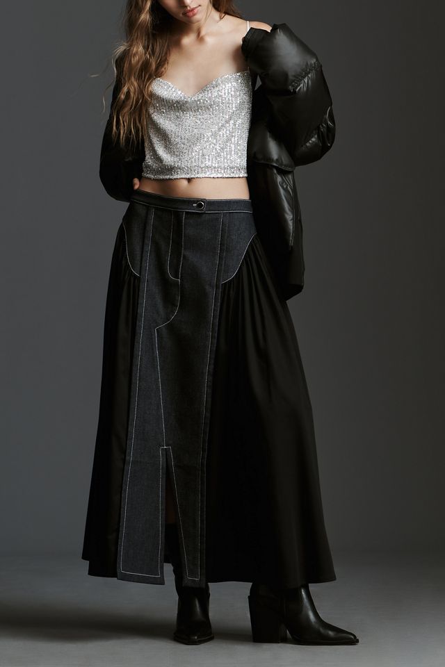 Mehtap Elaidi Denim Poplin Cowboy Midi Skirt #1