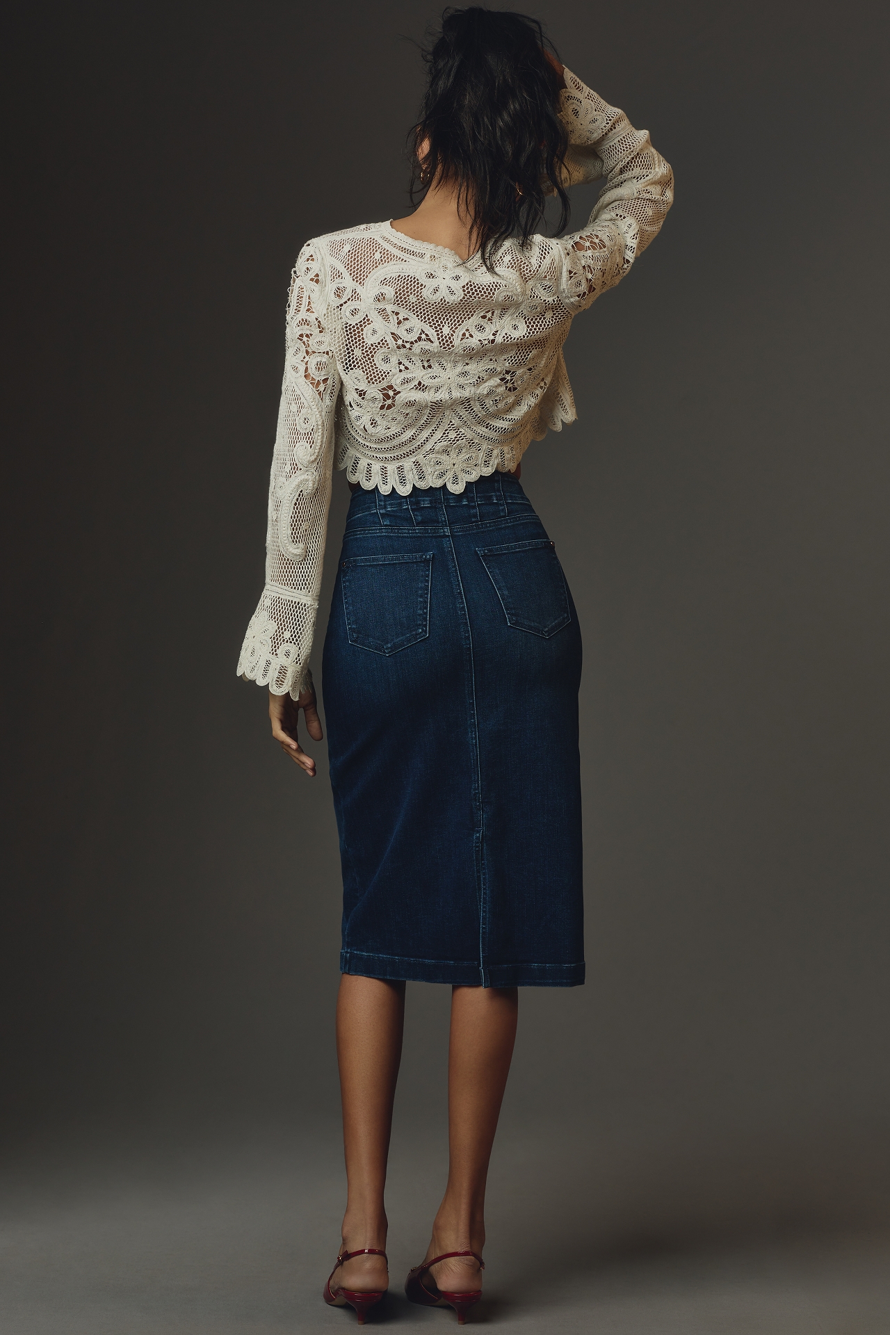 By Anthropologie Denim Midi Skirt