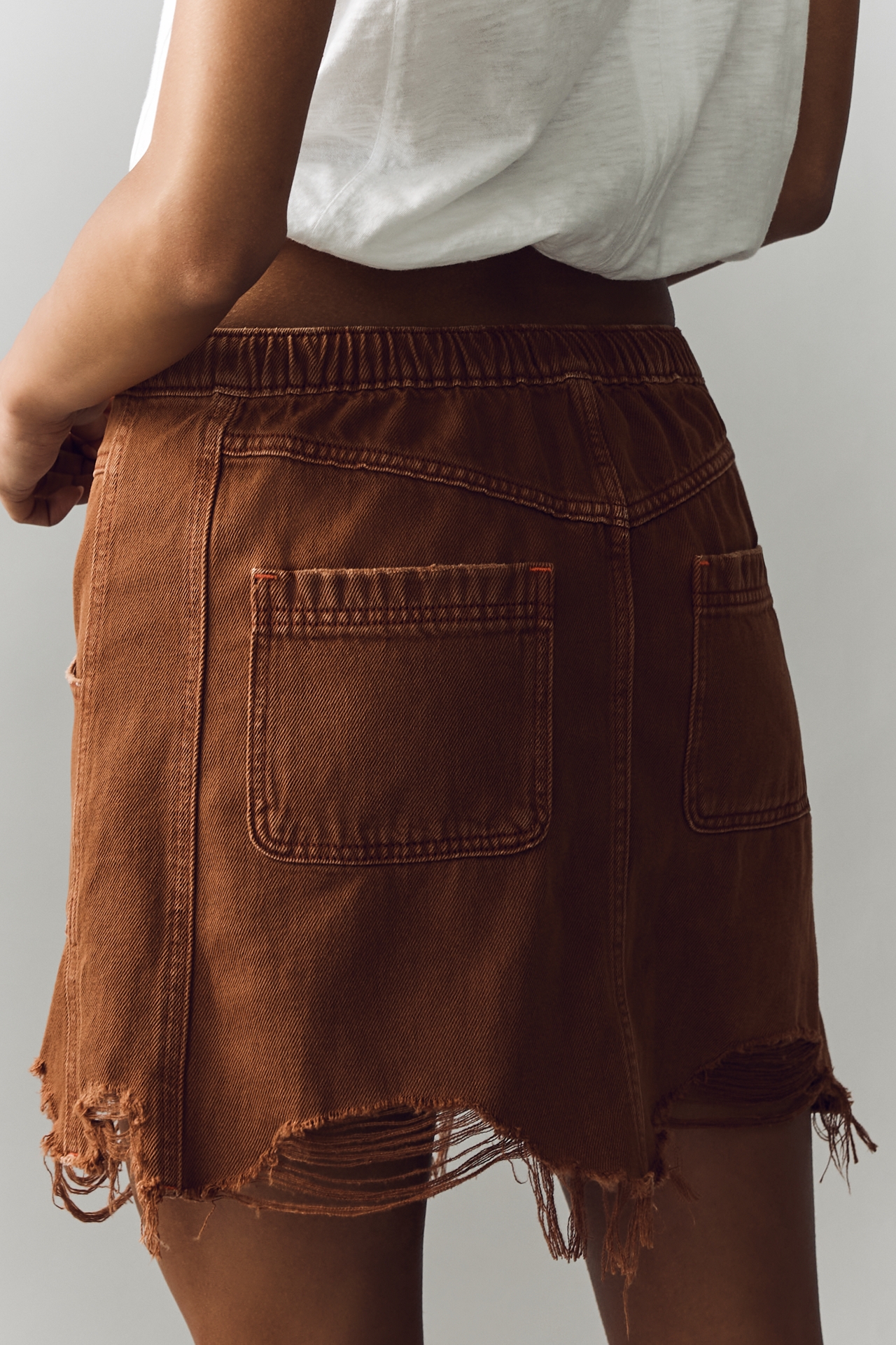 Pilcro Drawstring Denim Mini Skirt