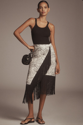 Le Superbe Fringe With Benefits Linen Blend Wrap Skirt
