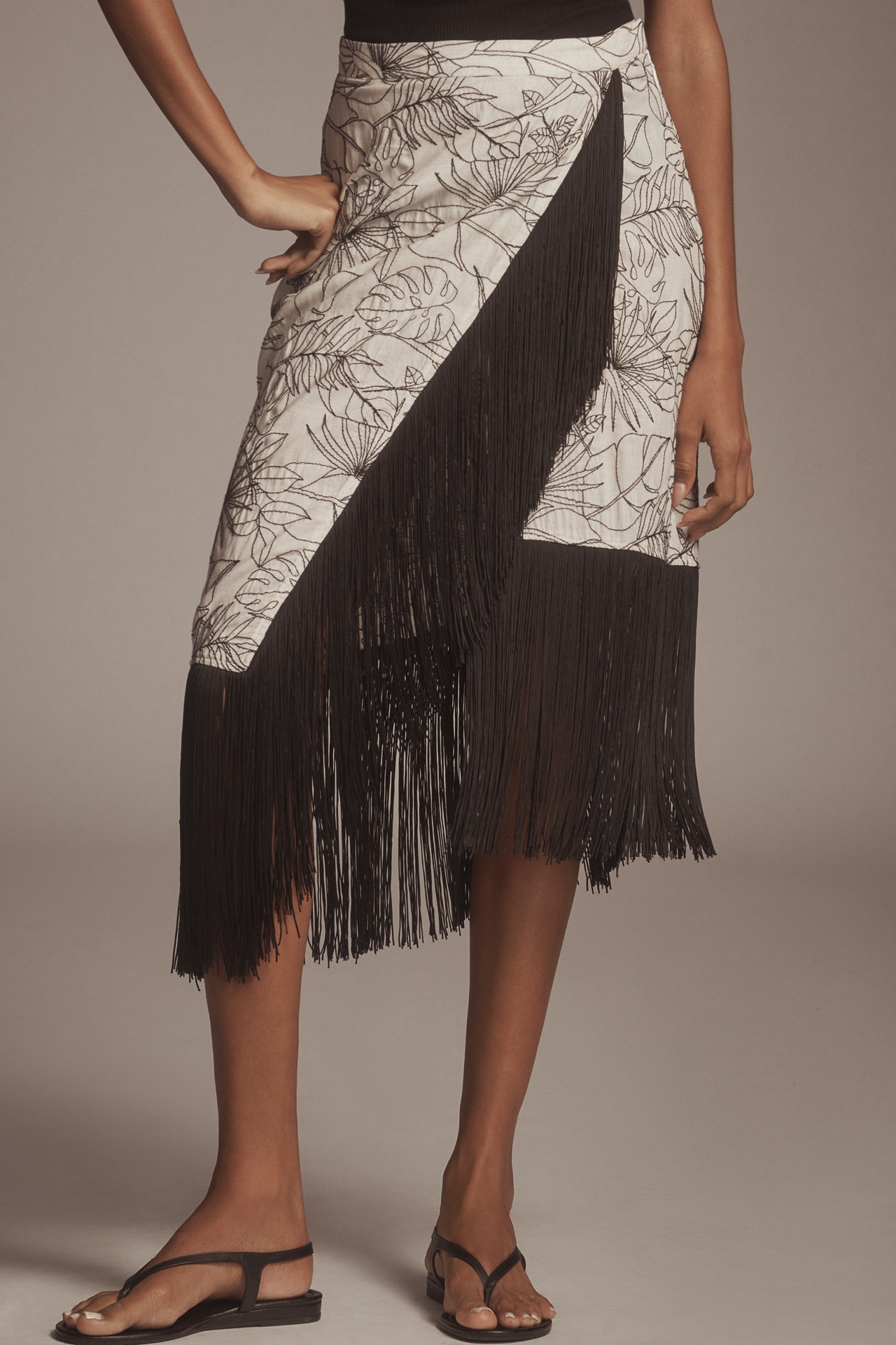 Le Superbe Fringe With Benefits Linen Blend Wrap Skirt