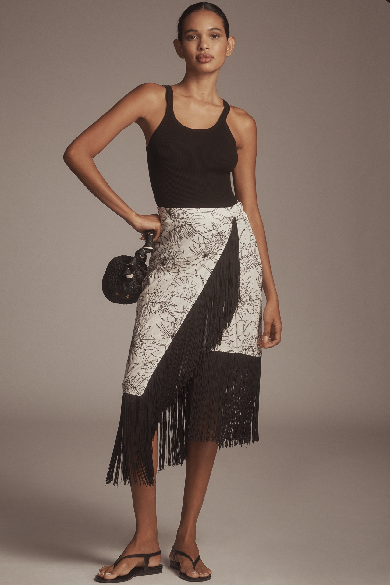 Le Superbe Fringe With Benefits Linen Blend Wrap Skirt