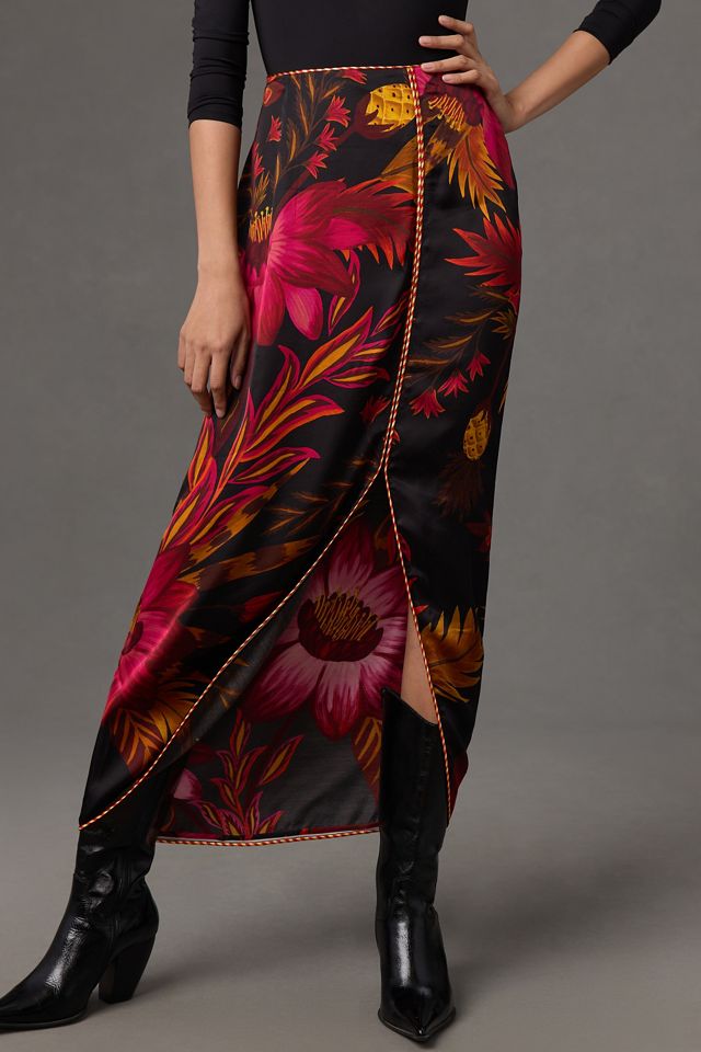Farm Rio Wrap Front-Slit Midi Skirt #1