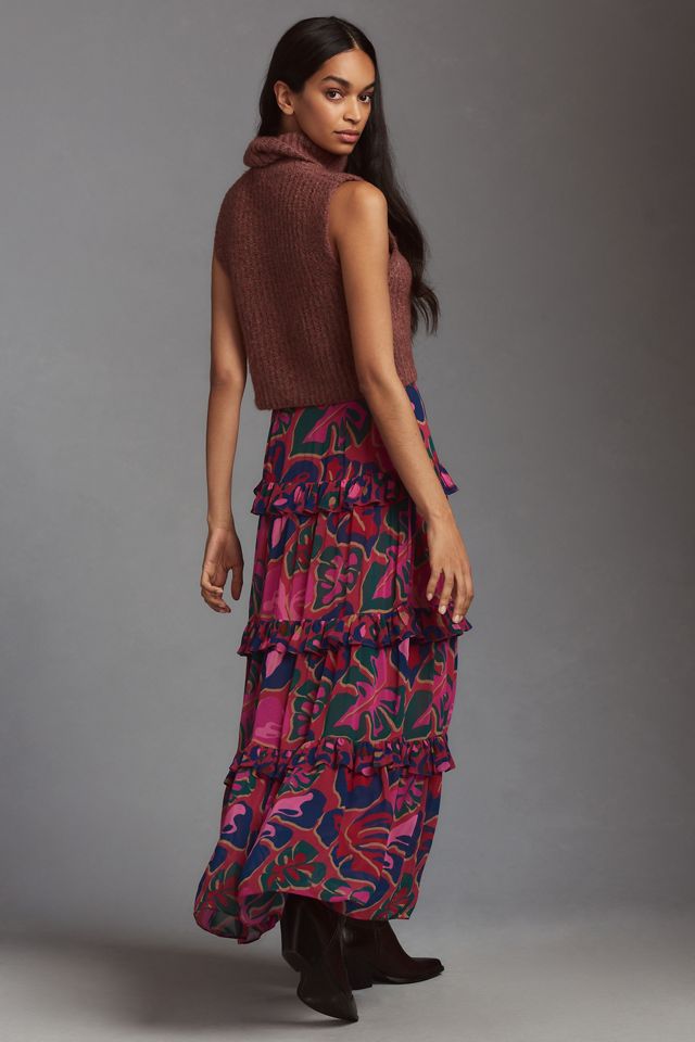 Farm Rio Tiered Printed Midi Skirt #2