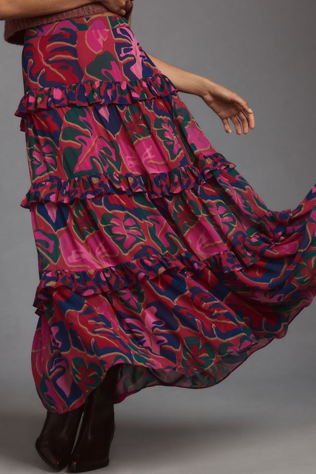 Farm Rio Tiered Printed Midi Skirt #3