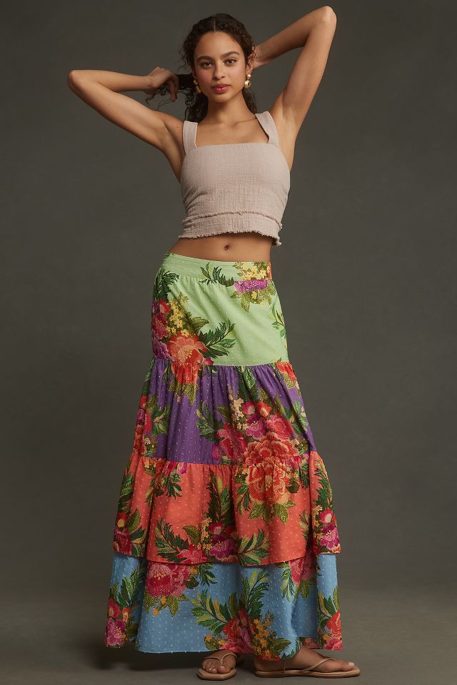 Farm Rio x Anthropologie Tiered Floral Maxi Skirt | Anthropologie