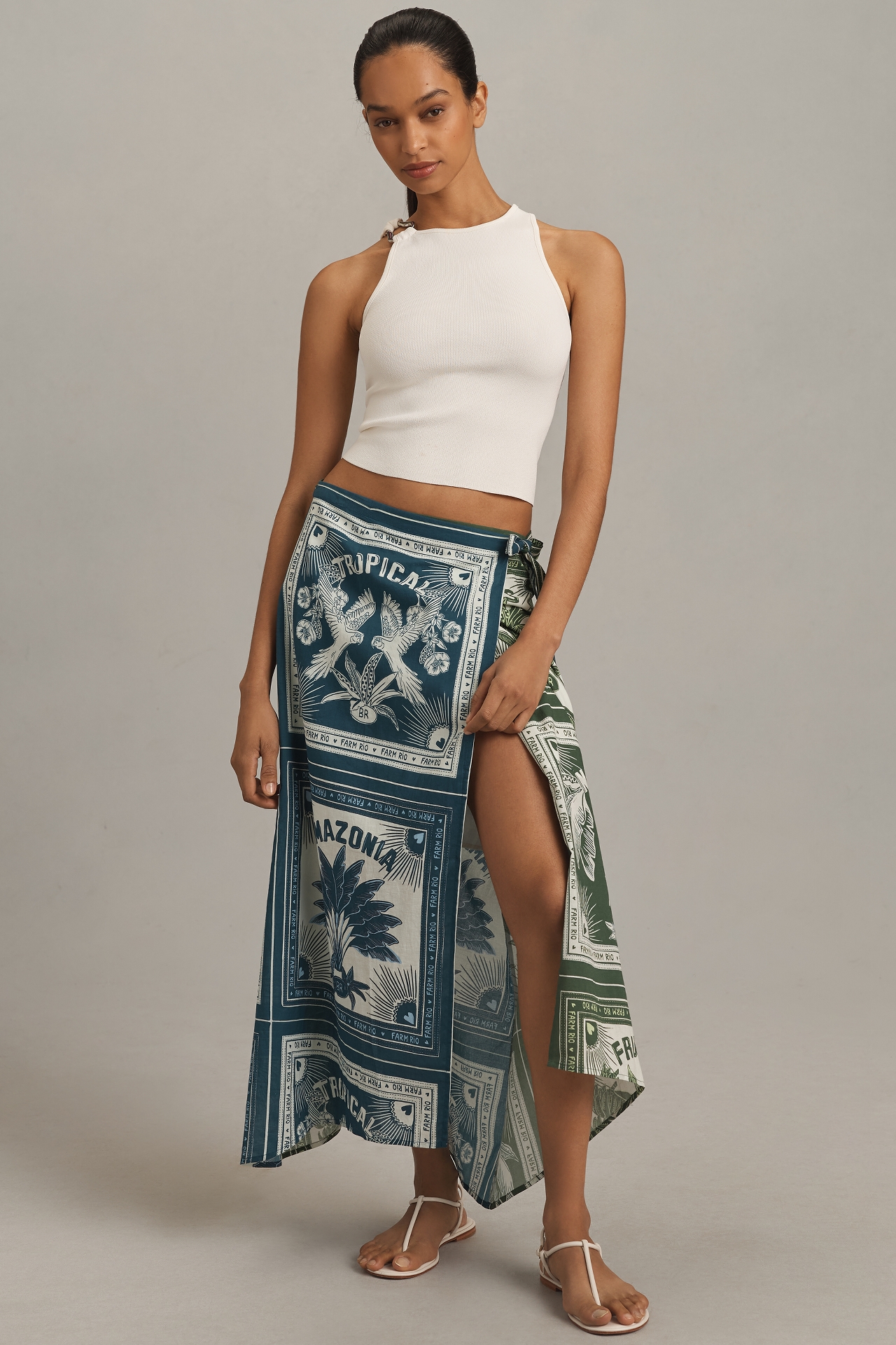 Farm Rio Wrap Midi Skirt