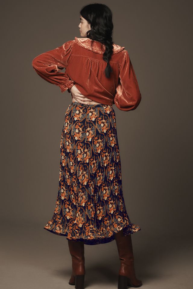 Farm Rio Pleated Crepe Midi Skirt #2