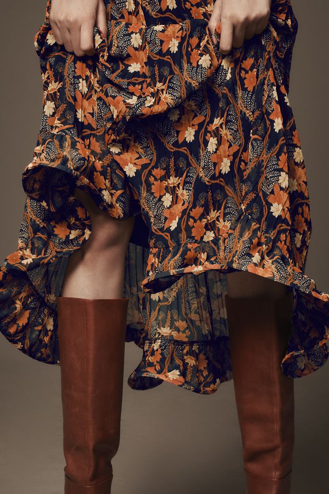 Farm Rio Pleated Crepe Midi Skirt #3