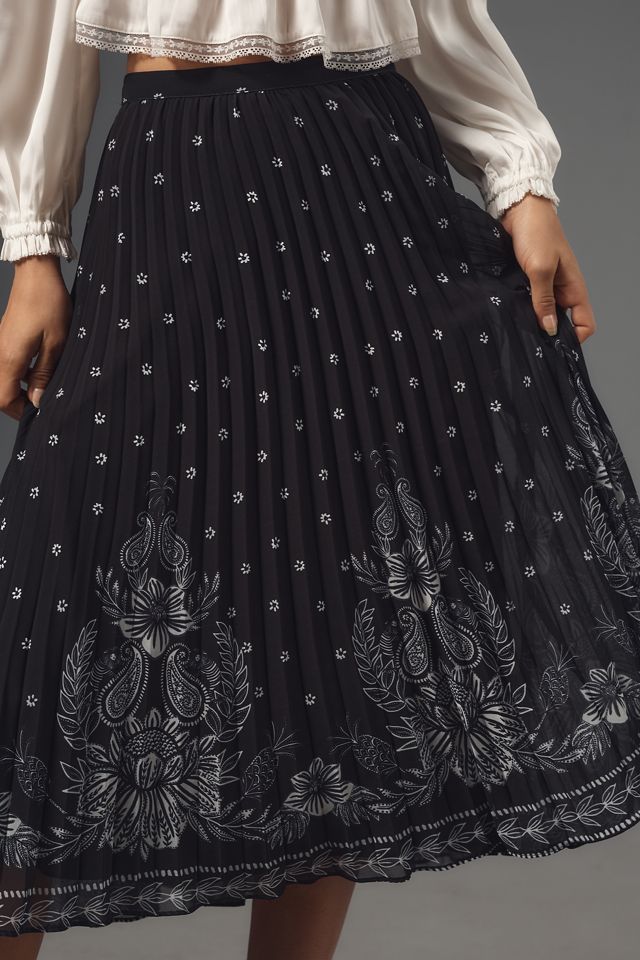 Farm Rio Floral Pleated Midi Skirt #1