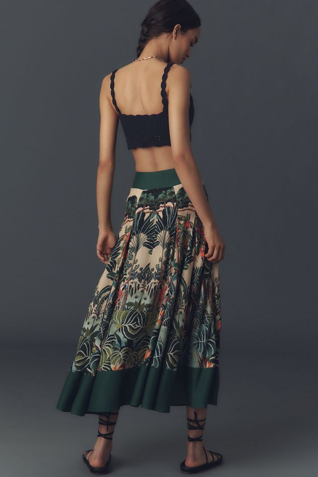 Farm Rio Jungle Print V-Waist Midi Skirt #2