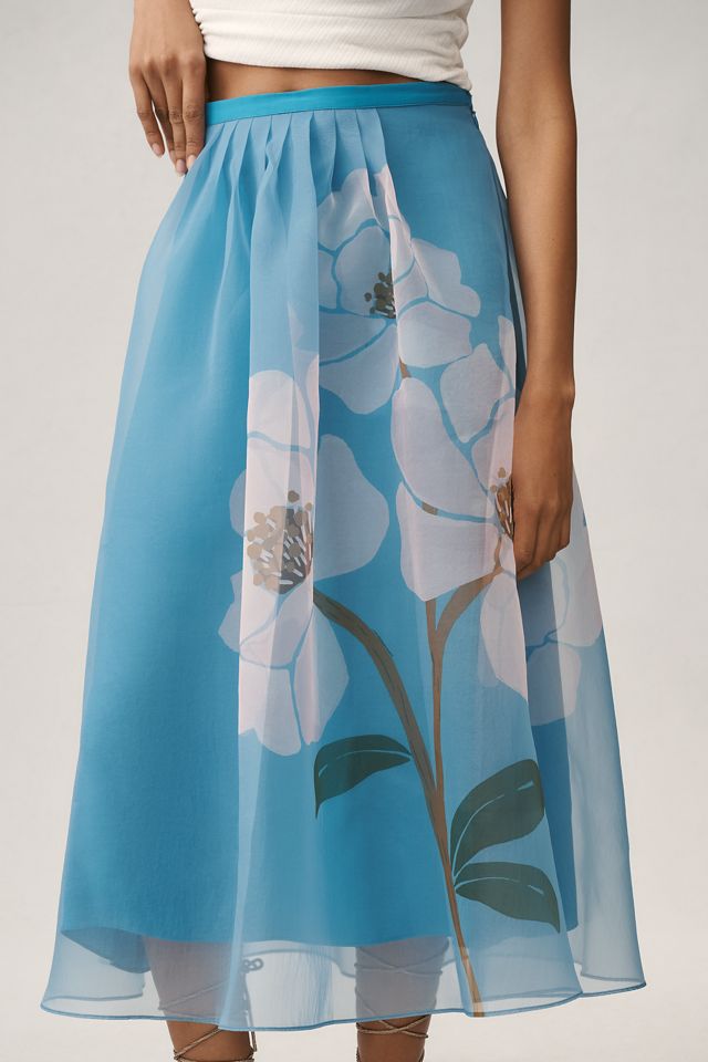 Farm Rio Floral Organza Midi Skirt #1