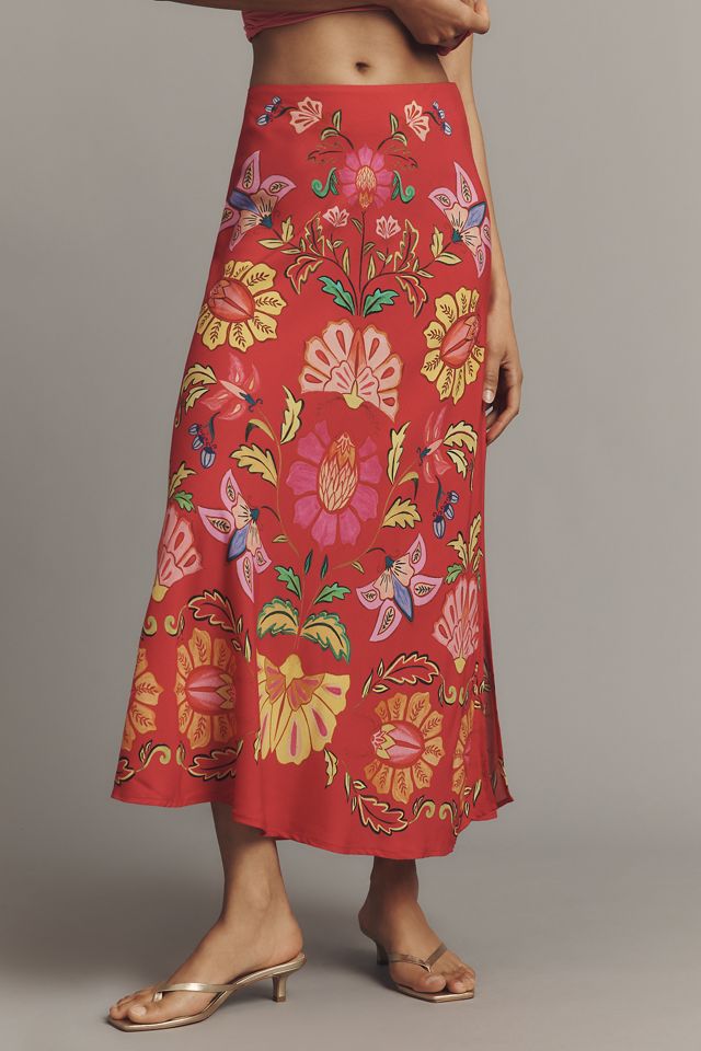 Farm Rio Printed Midi Slip Skirt