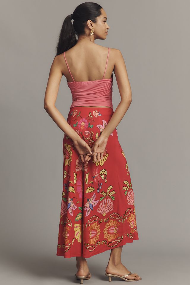Farm Rio Printed Midi Slip Skirt
