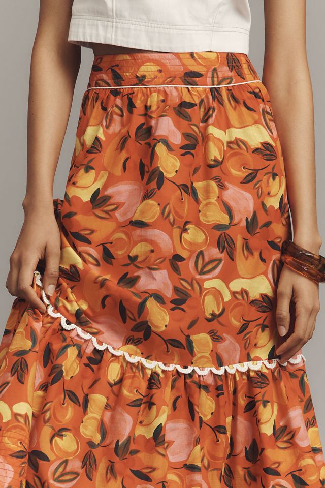 Farm Rio Tiered Flare-Hem Printed Midi Skirt #1