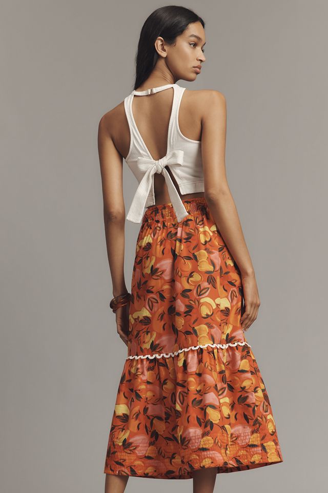 Farm Rio Tiered Flare-Hem Printed Midi Skirt #2