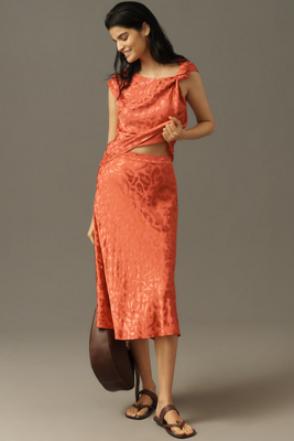 Farm Rio Jacquard Leopard Midi Skirt In Pink