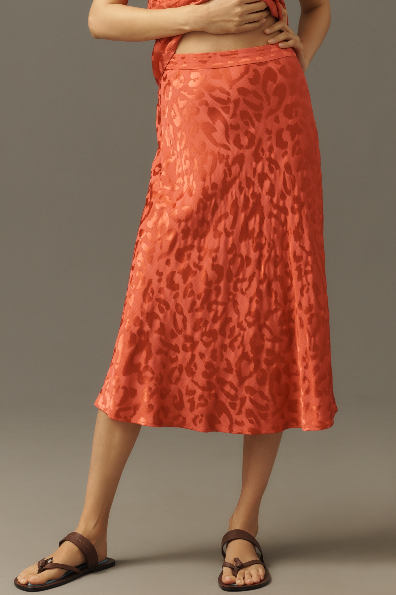 Farm Rio Jacquard Leopard Midi Skirt