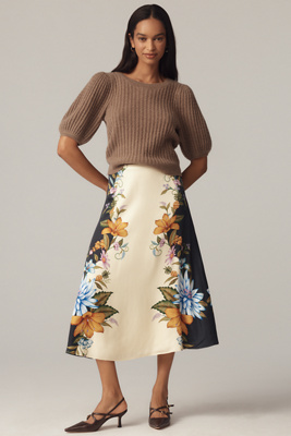 Farm Rio Printed Slip Maxi Skirt In White