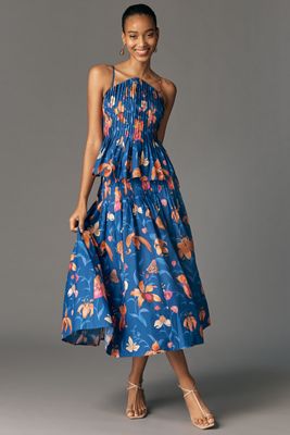 Farm Rio Pintuck Cotton Midi Skirt