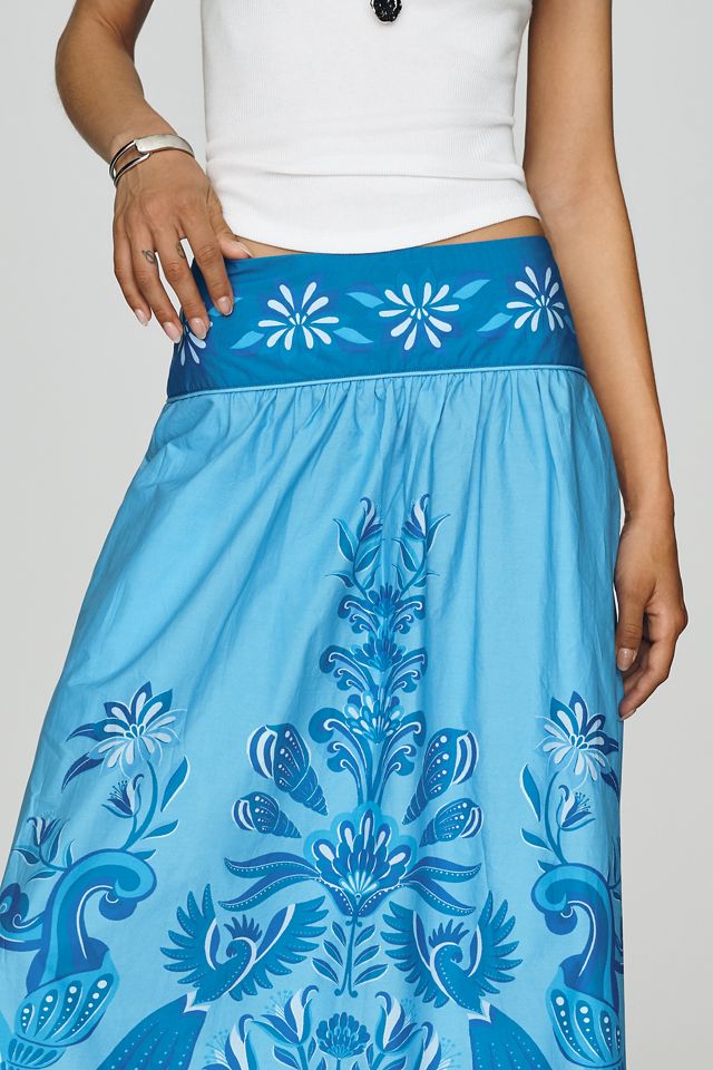 Farm Rio Printed Hibiscus Midi Skirt | Anthropologie
