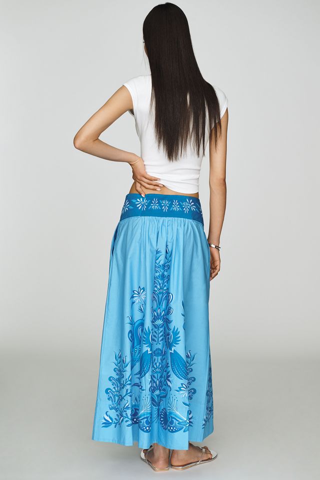 Farm Rio Printed Hibiscus Midi Skirt | Anthropologie