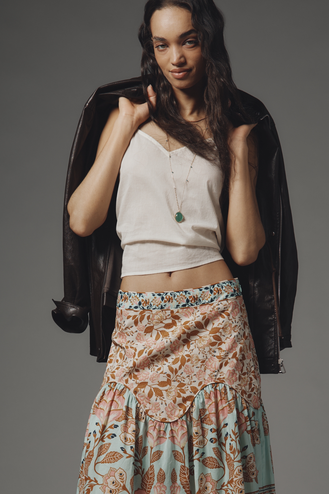 Farm Rio Drop-Waist Midi Skirt