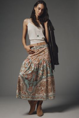 Farm Rio x Anthropologie Ruffled Printed Tapestry Skirt