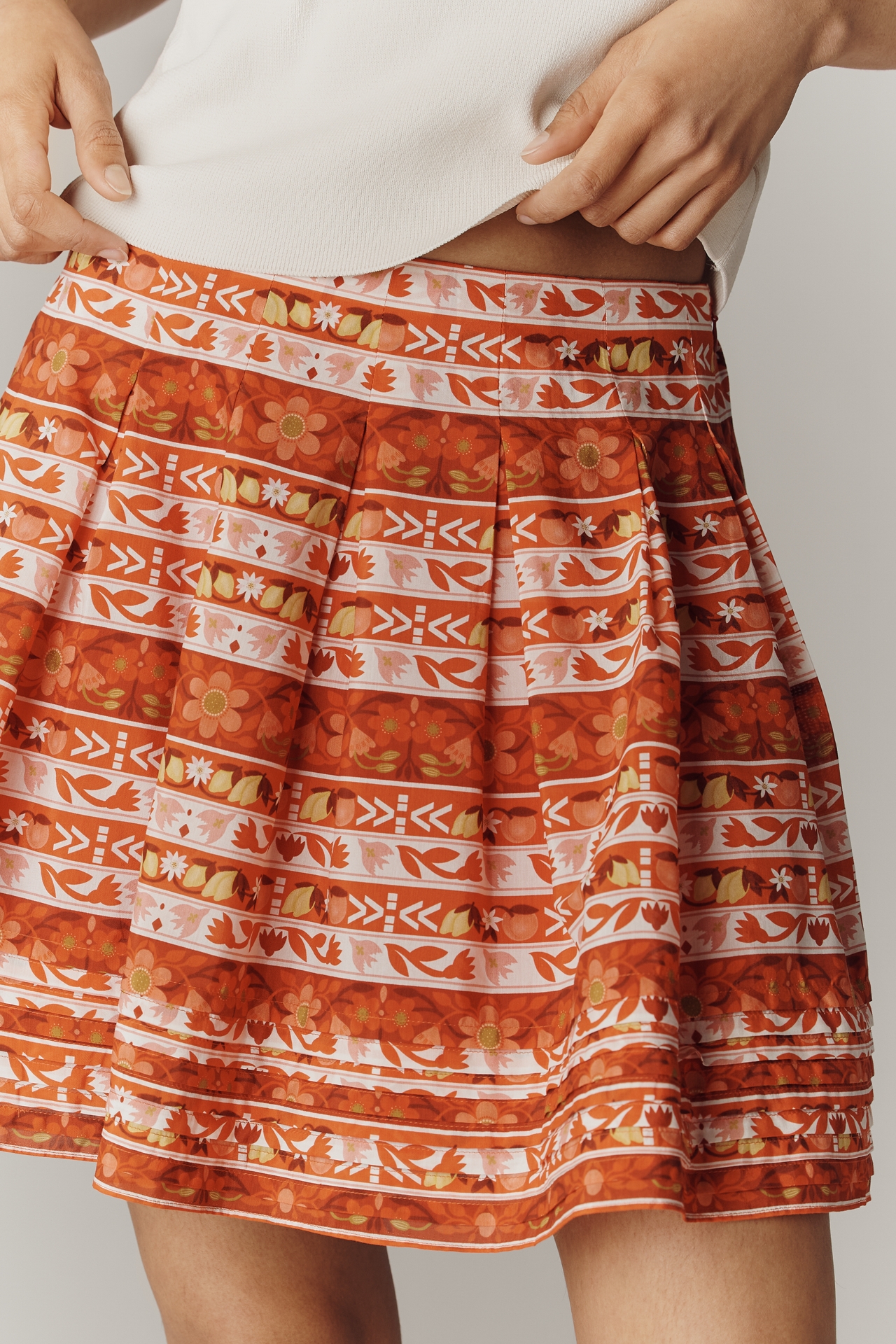 Farm Rio Orchid Pleated Mini Skirt
