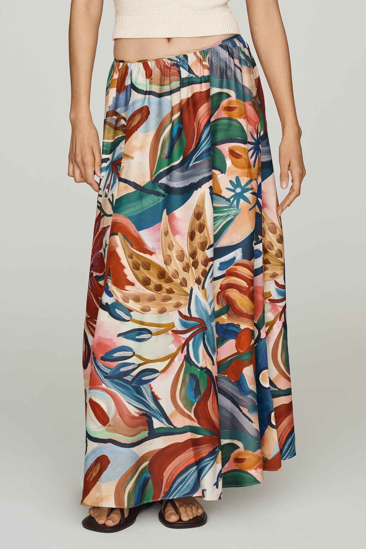 Farm Rio Plissé Floral Maxi Skirt