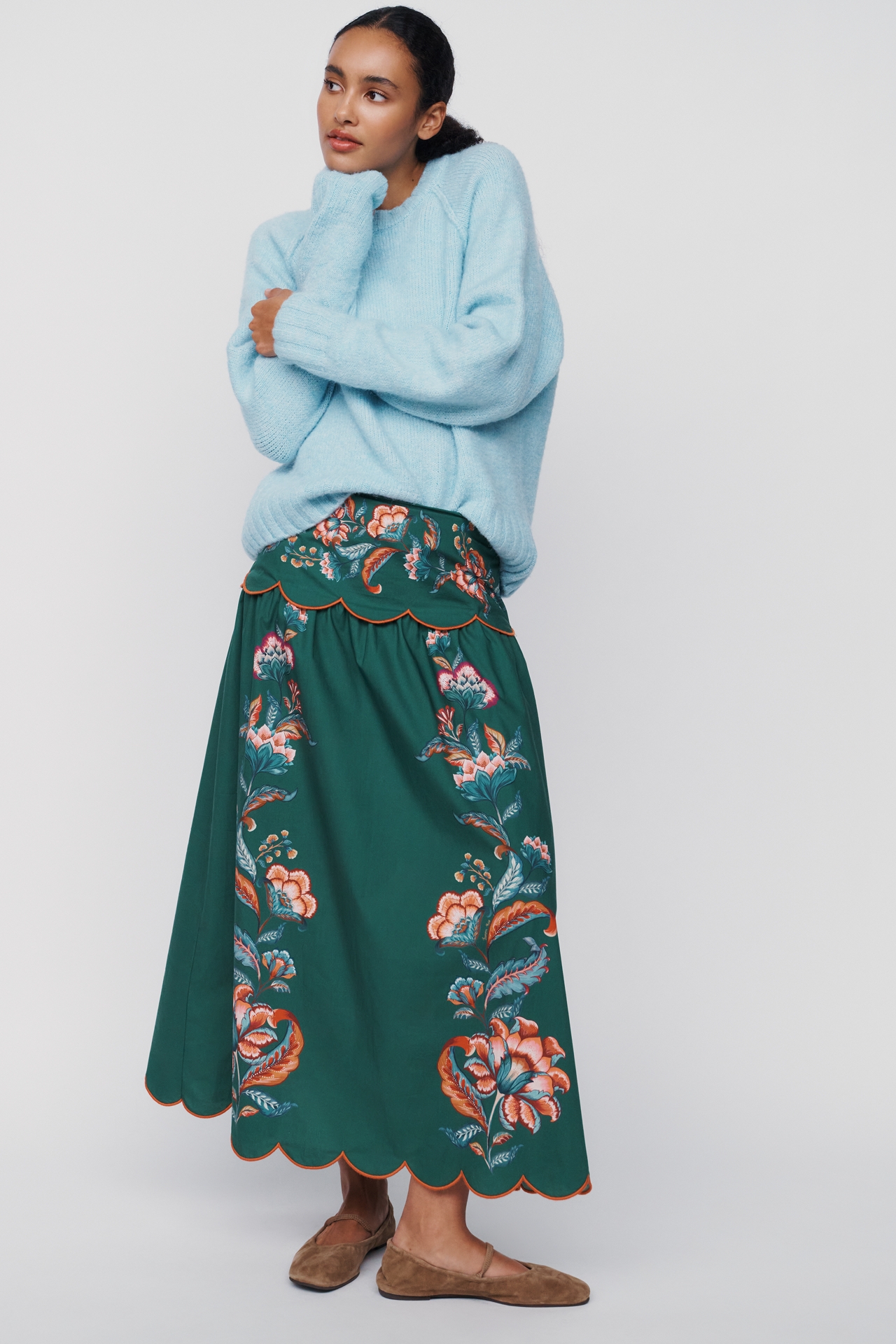Farm Rio Garden 100% Cotton Maxi Skirt