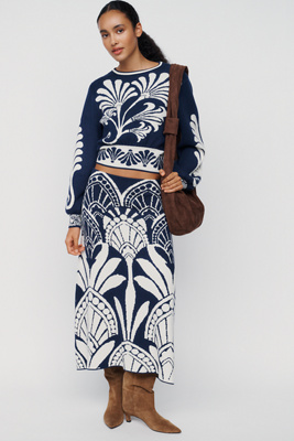 Farm Rio Knit Jacquard Skirt | Anthropologie