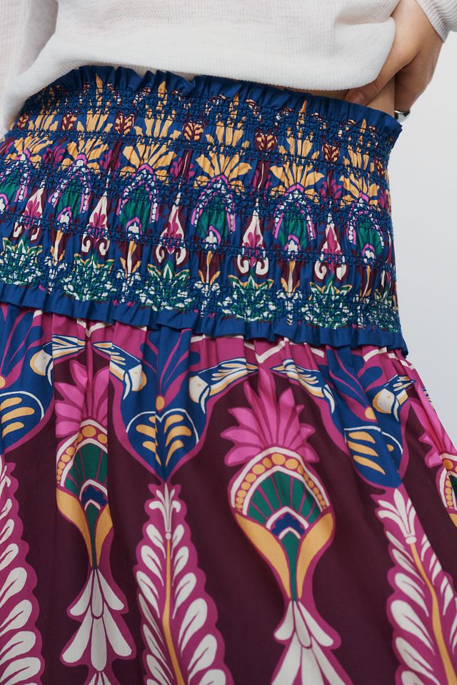 Farm Rio 100% Cotton Smocked Midi Skirt #2