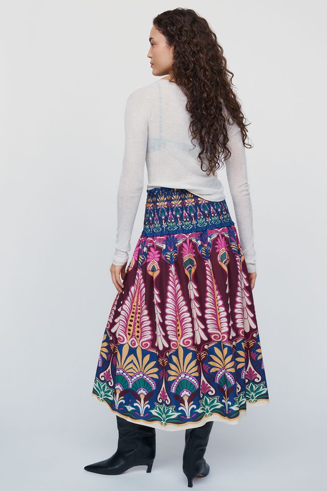 Farm Rio 100% Cotton Smocked Midi Skirt #3
