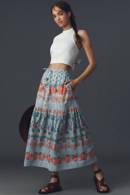 Farm Rio Tropical Delicacy Midi Skirt