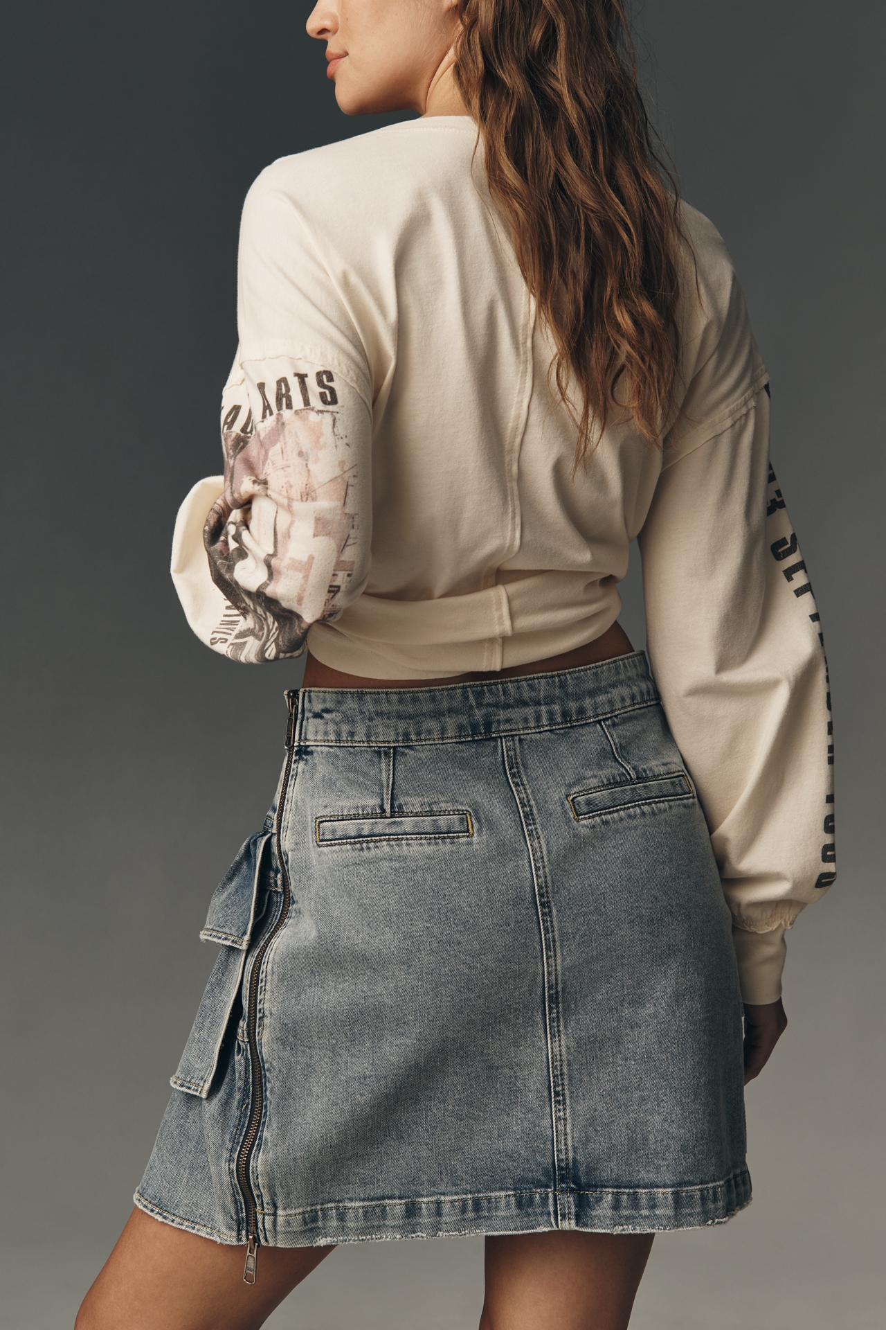 Essentiel Antwerp Ruffle Denim Mini Skirt