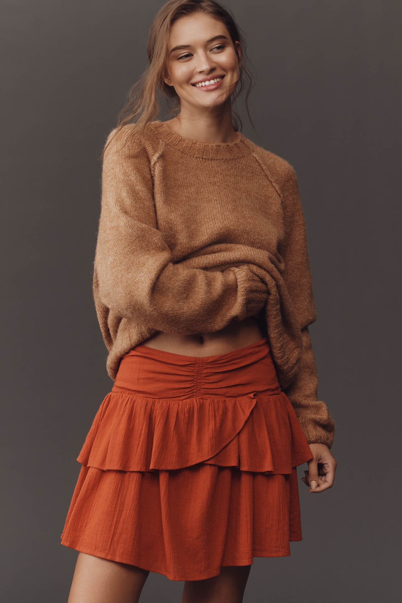 Scotch & Soda Crinkle Gauze Tiered Mini Skirt