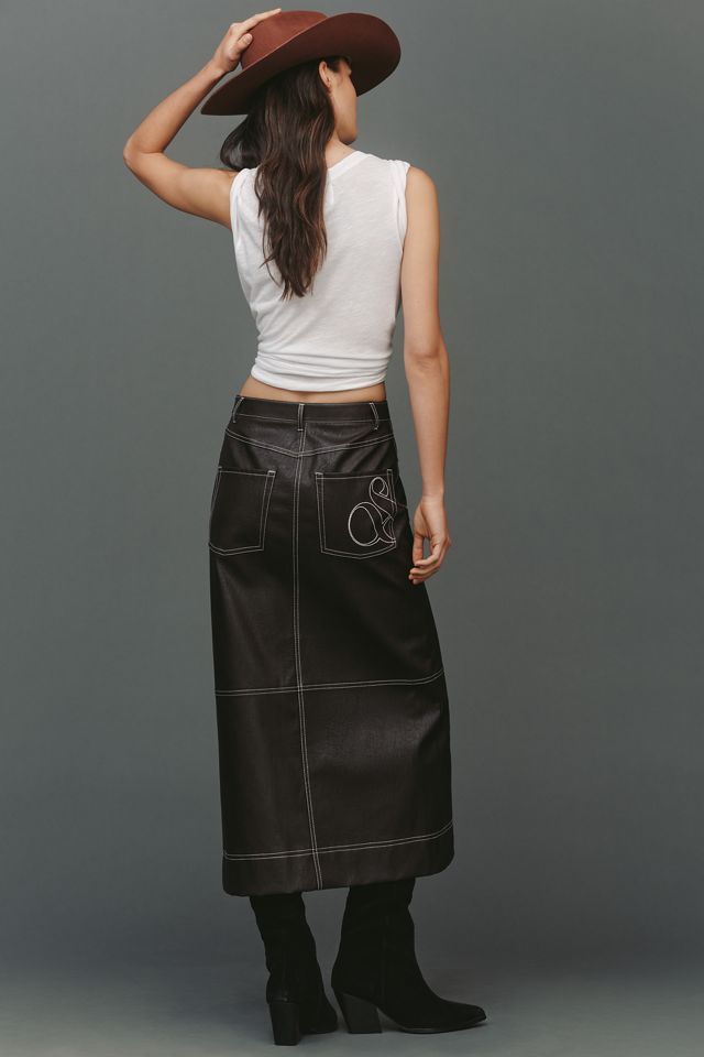 Scotch & Soda Faux-Leather Midi Skirt #4