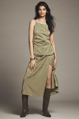 Scotch & Soda Fluid Wrap Midi Skirt In Green
